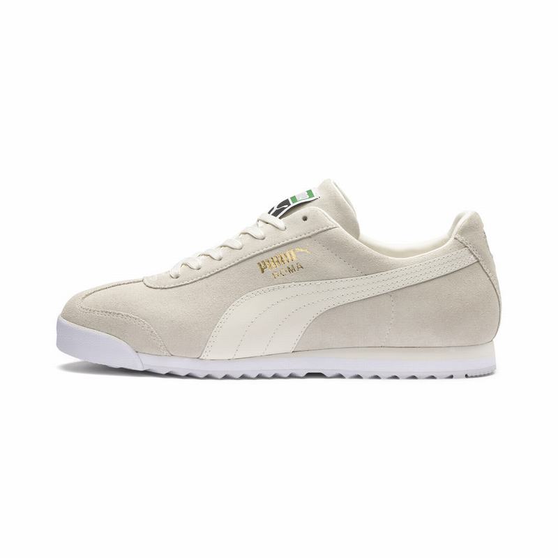 Basket Puma Roma Suede Homme Blanche/Blanche Soldes 785MWVNB